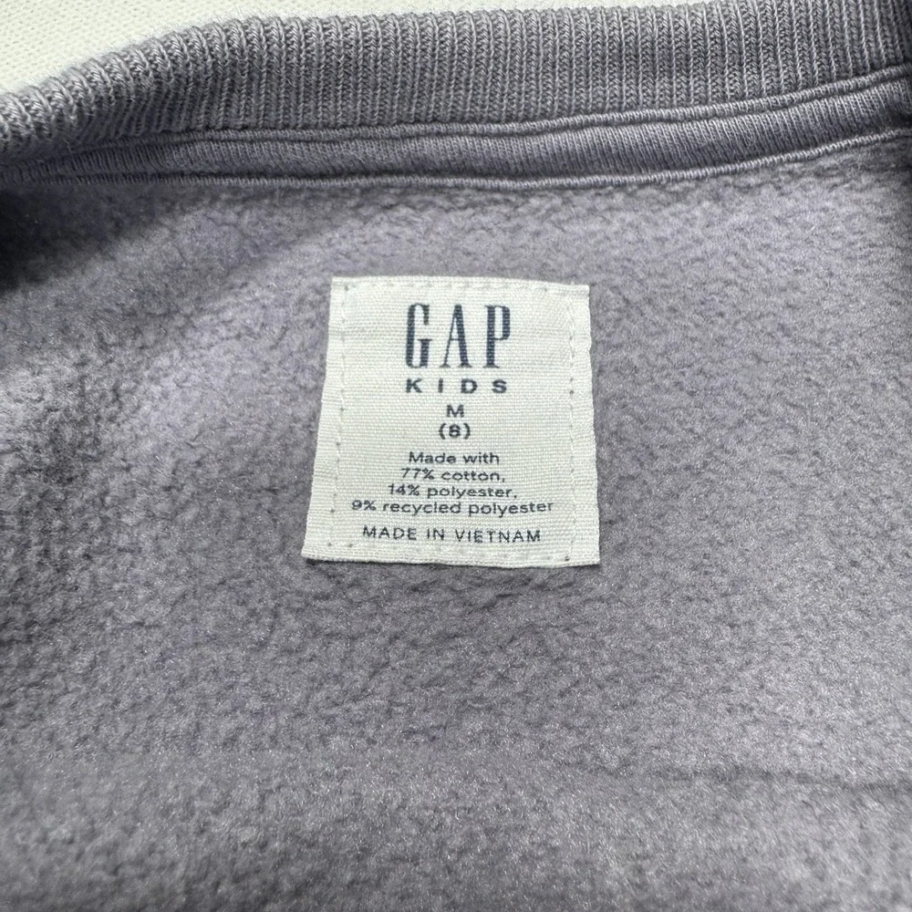 Gap Kids Crewneck Sweatshirt Gray Purple Fleece Pullover Logo Size M 8